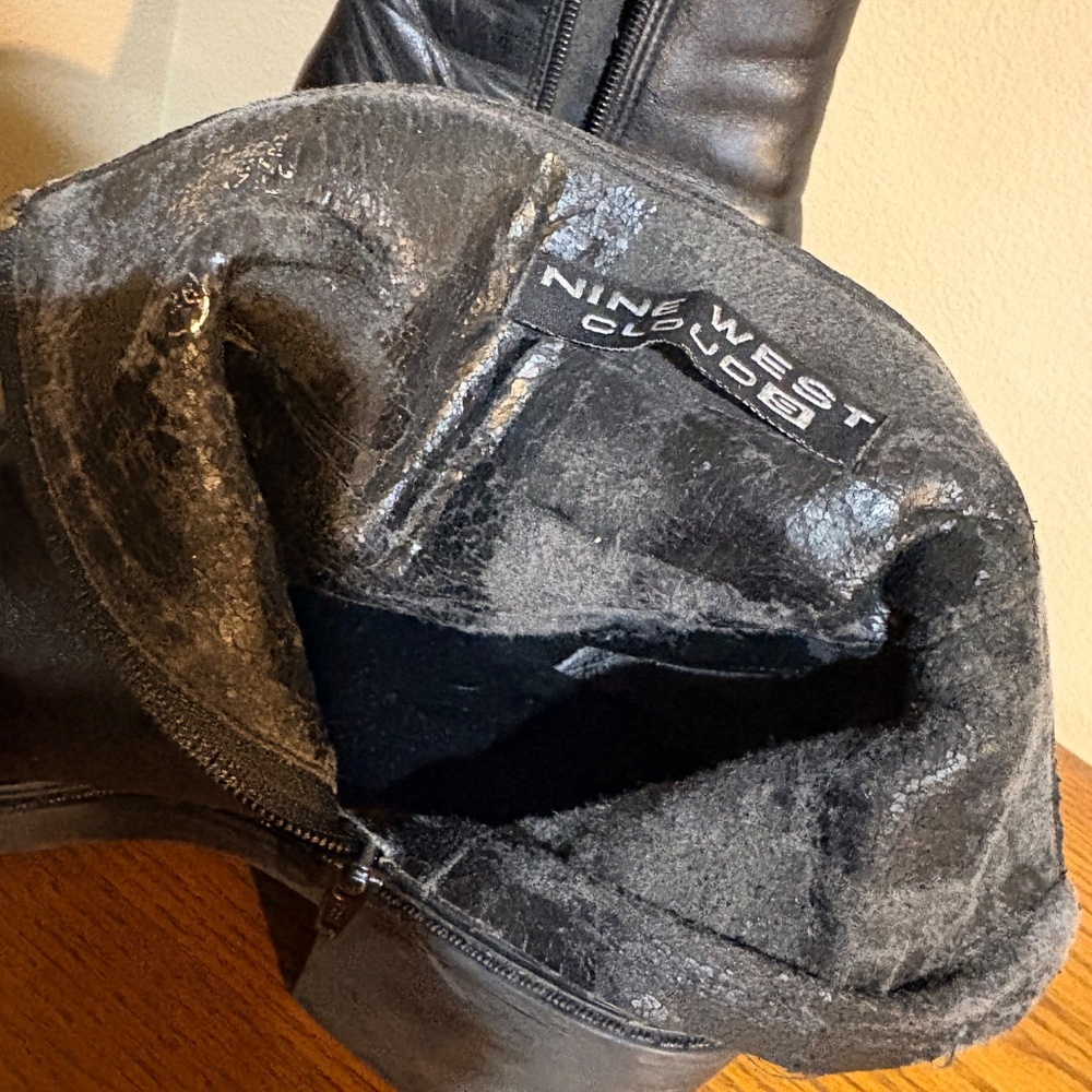 Nine West Cloud 9 Black Leather Ankle Boots Women's 8M - Picture 13 of 14